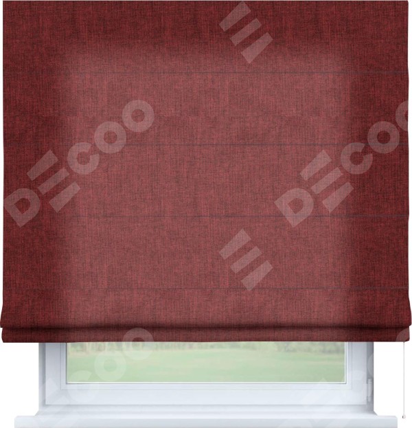 Римская штора «Кортин» для проема, ткань лён кашемир бордовый
