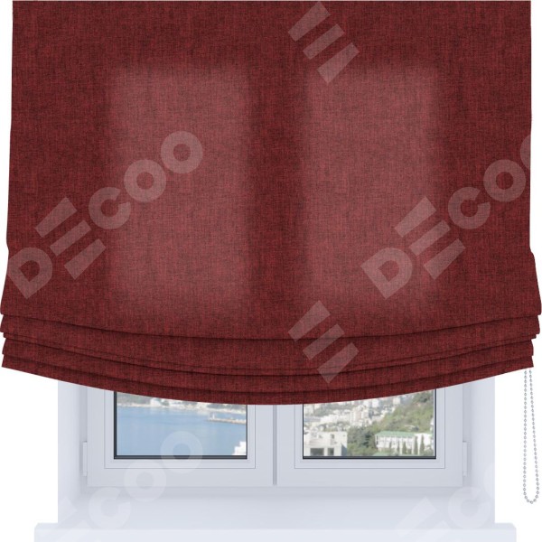 Римская штора Soft с мягкими складками, ткань лён кашемир бордовый