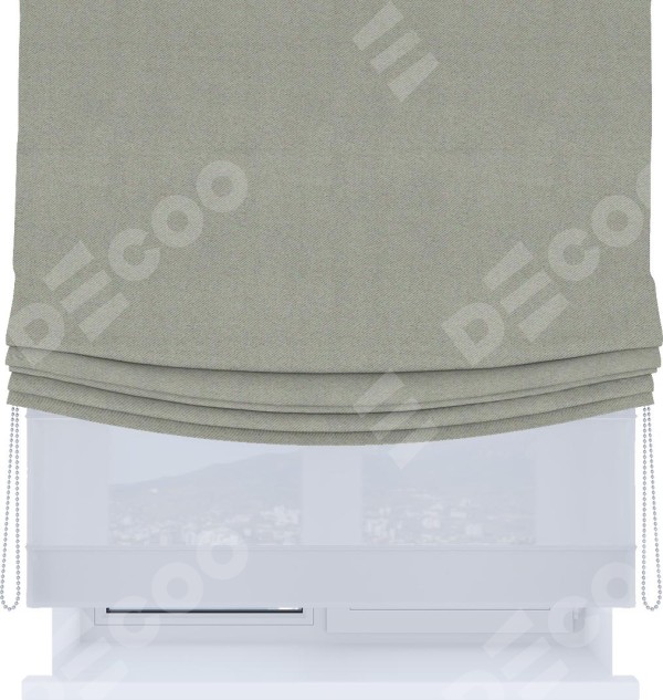 Римская штора «Кортин», день-ночь с мягкими складками, блэкаут однотонный серый
