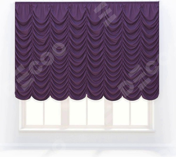 Французская штора «Кортин», вельвет тёмно-фиолетовый