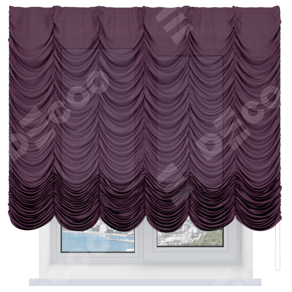 Французская штора «Кортин», лён фиолетовый