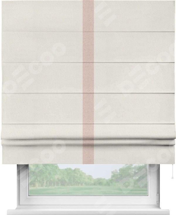 Римская штора «Кортин» с кантом Хайвэй, для проема, ткань блэкаут с блеском светло-серый