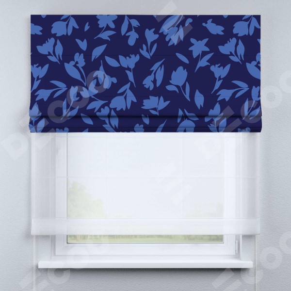 Римская штора «Кортин» день-ночь «Синие цветы»
