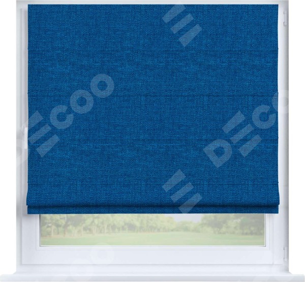 Римская штора «Кортин» на створку, ткань лён синий