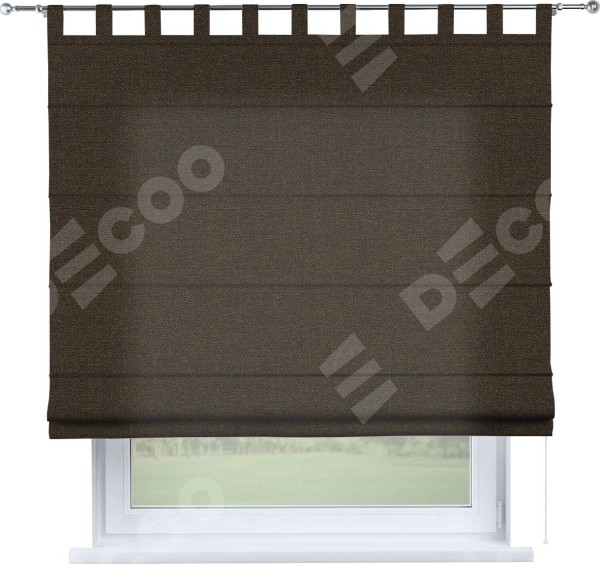 Римская штора на петлях «Кортин», ткань лён темно-коричневый
