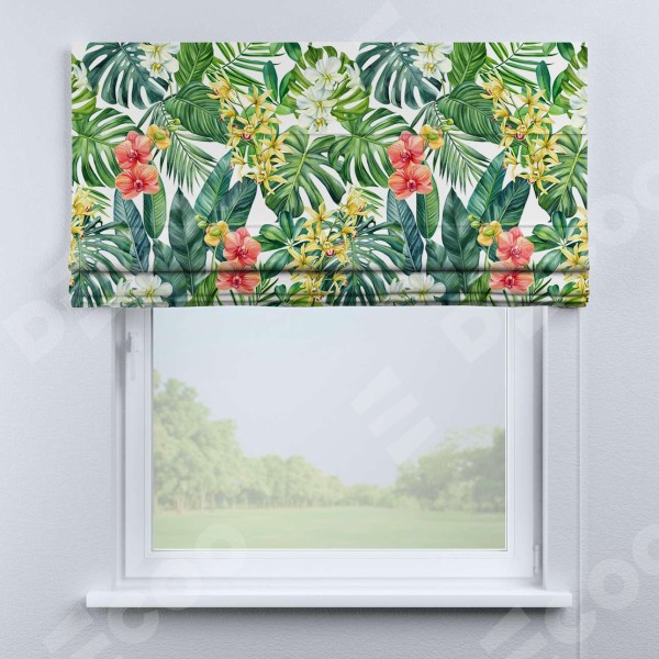 Римская штора «Кортин» для проема «Орхидеи в тропиках»
