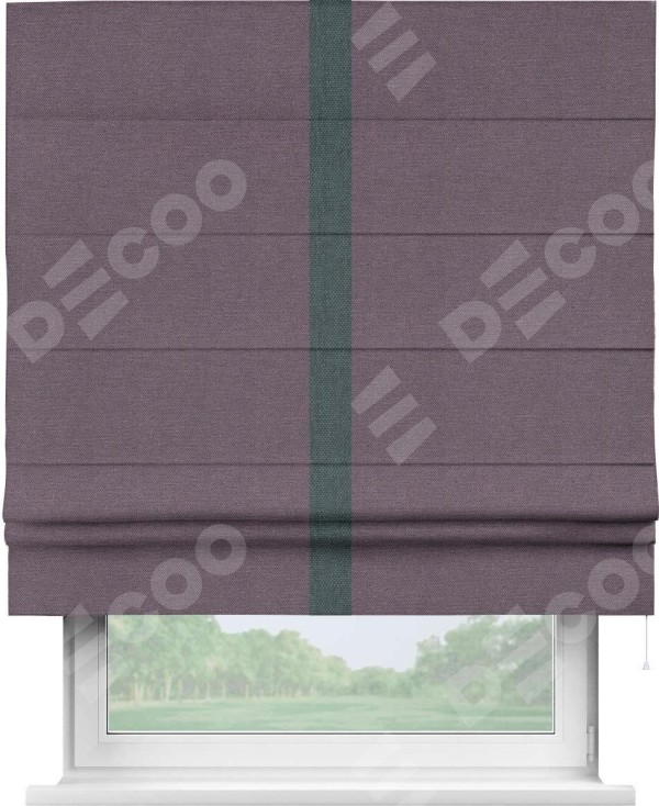 Римская штора «Кортин» с кантом Хайвэй, для проема, ткань лён димаут, светло-фиолетовый