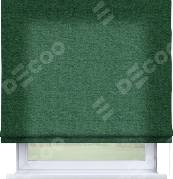 Римская штора «Кортин» для проема, ткань лён серо-зелёный
