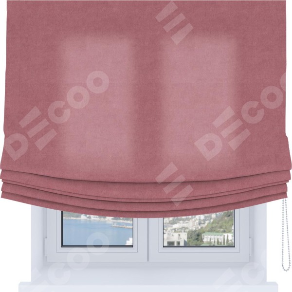 Римская штора Soft с мягкими складками, ткань вельвет брусника