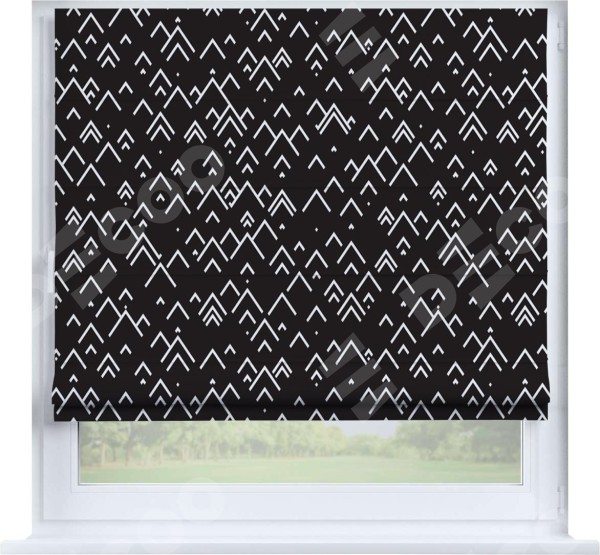 Римская штора «Кортин» на створку «Черно-белый минимализм»