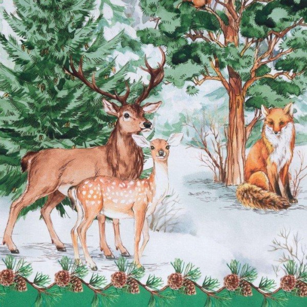 Скатерть «Этель: Новогодний лес», 110 × 148 см с ГМВО, 100 % хлопок, саржа, 190 г/м²