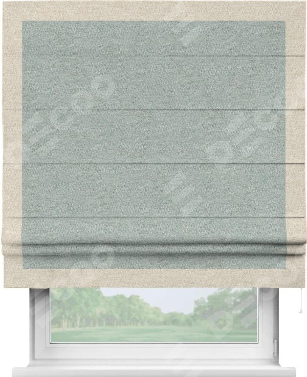 Римская штора «Кортин» с кантом Чесс, для проема, ткань стиф димаут светло-серый