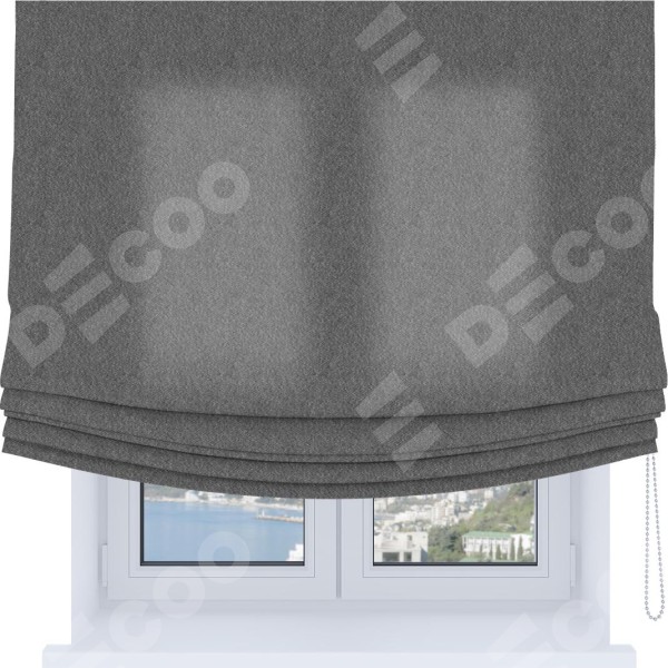 Римская штора Soft с мягкими складками, ткань софт однотонный серый